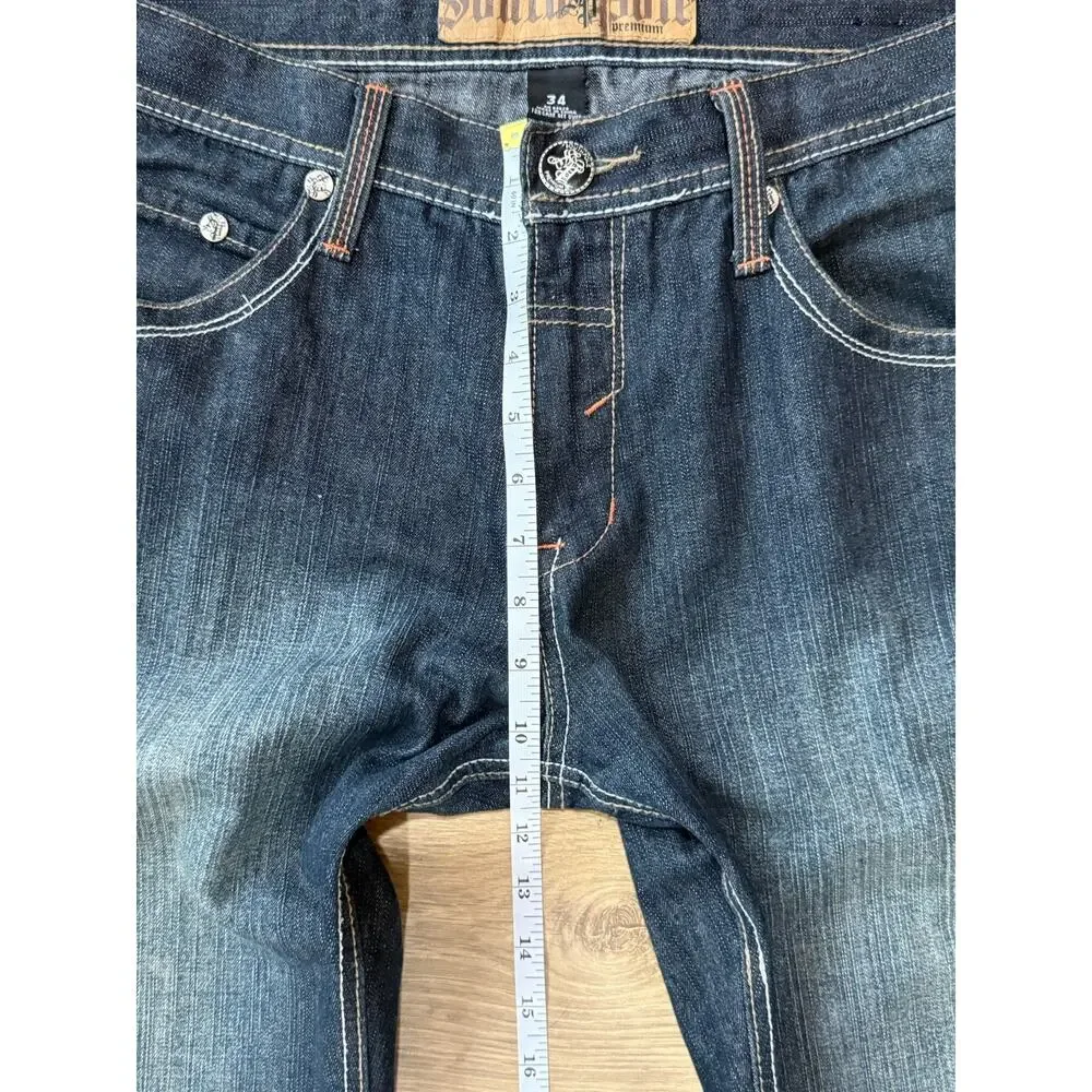 Southpole Premium jeans Y2K Embroidered pocket blue denim hip hop 34x32